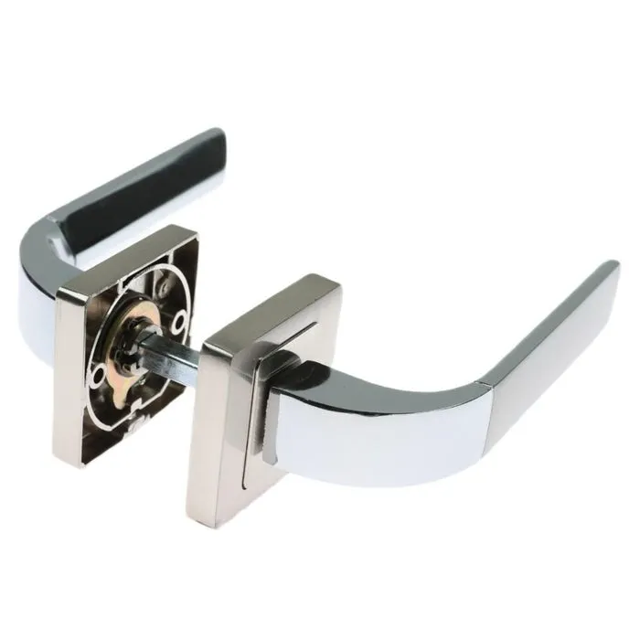 Maner cu rozeta patrata pentru usa de interior, Gato Frida BB K RS54, zamac, satin nichel, 125 x 54 mm