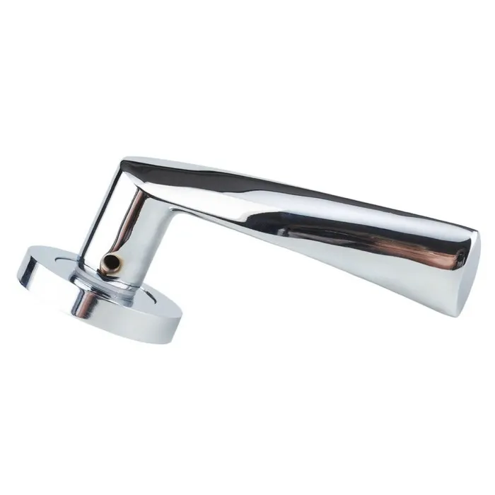 Maner cu rozeta rotunda pentru usa interior, Bravo, zamac, argintiu 130 x 55 mm