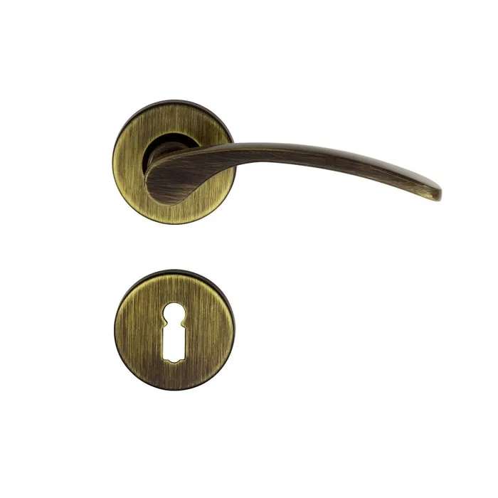 Maner cu rozeta rotunda pentru usa interior, Vienetta Verofer P, zamac, bronz grafiat, 50 mm