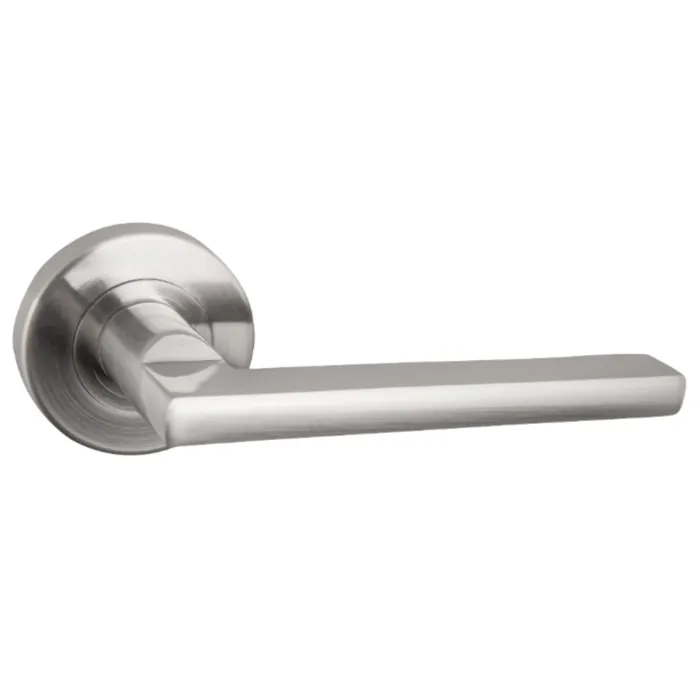 Maner cu rozeta rotunda pentru usa interior, Yale Cortina, aluminiu, nichel satinat, 120 x 54 mm