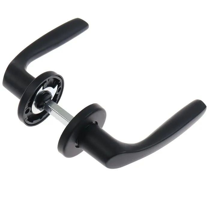 Maner cu rozeta rotunda pentru usa lemn Clara Gato BB(K) RR50, aluminiu, negru, 130 x 50 mm