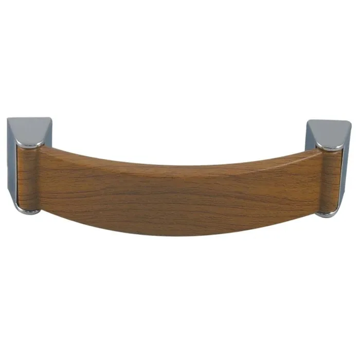 Maner pentru mobila, din plastic, finisaj cires + cromat, M4 x 128 mm