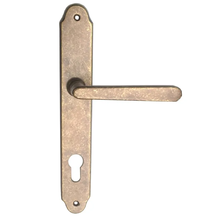 Maner usa intrare, cu sild, Verofer Wien, pentru cilindru, alama, bronzat antic 85 mm