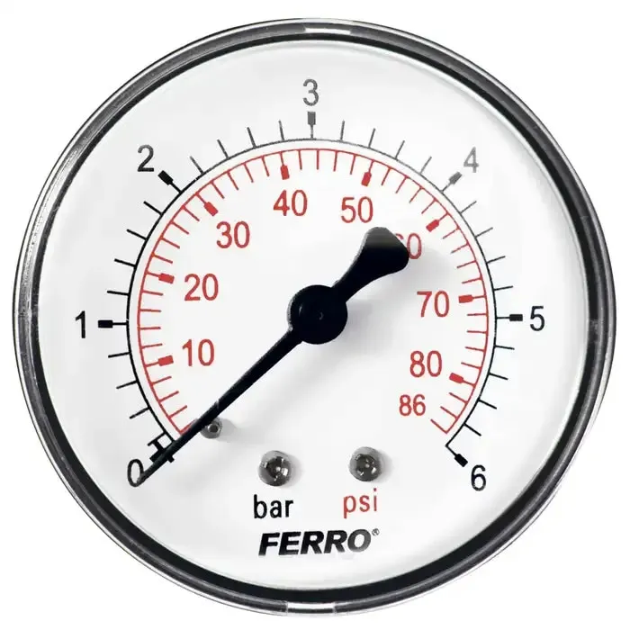 Manometru axial Ferro, D 63 mm, 1/4", 0 - 6 bar