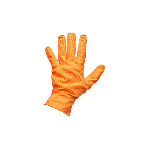 Manusi din nitril portocalii nepudrate cu textura diamond grip 50 bucati / 79997 / 79999 — imaginea 2