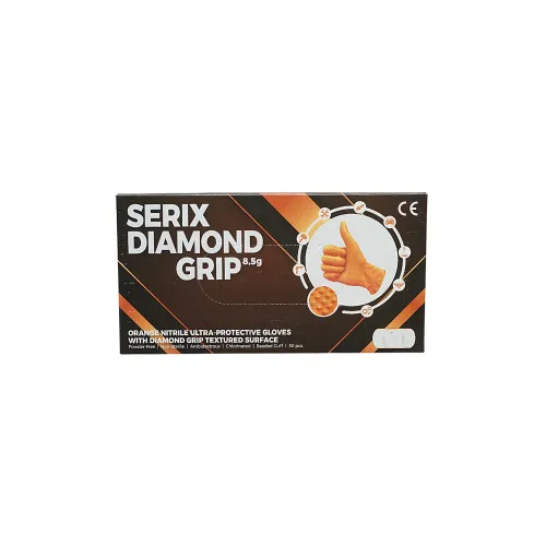 Manusi din nitril portocalii nepudrate cu textura diamond grip 50 bucati / 79997 / 79999 — imaginea 4