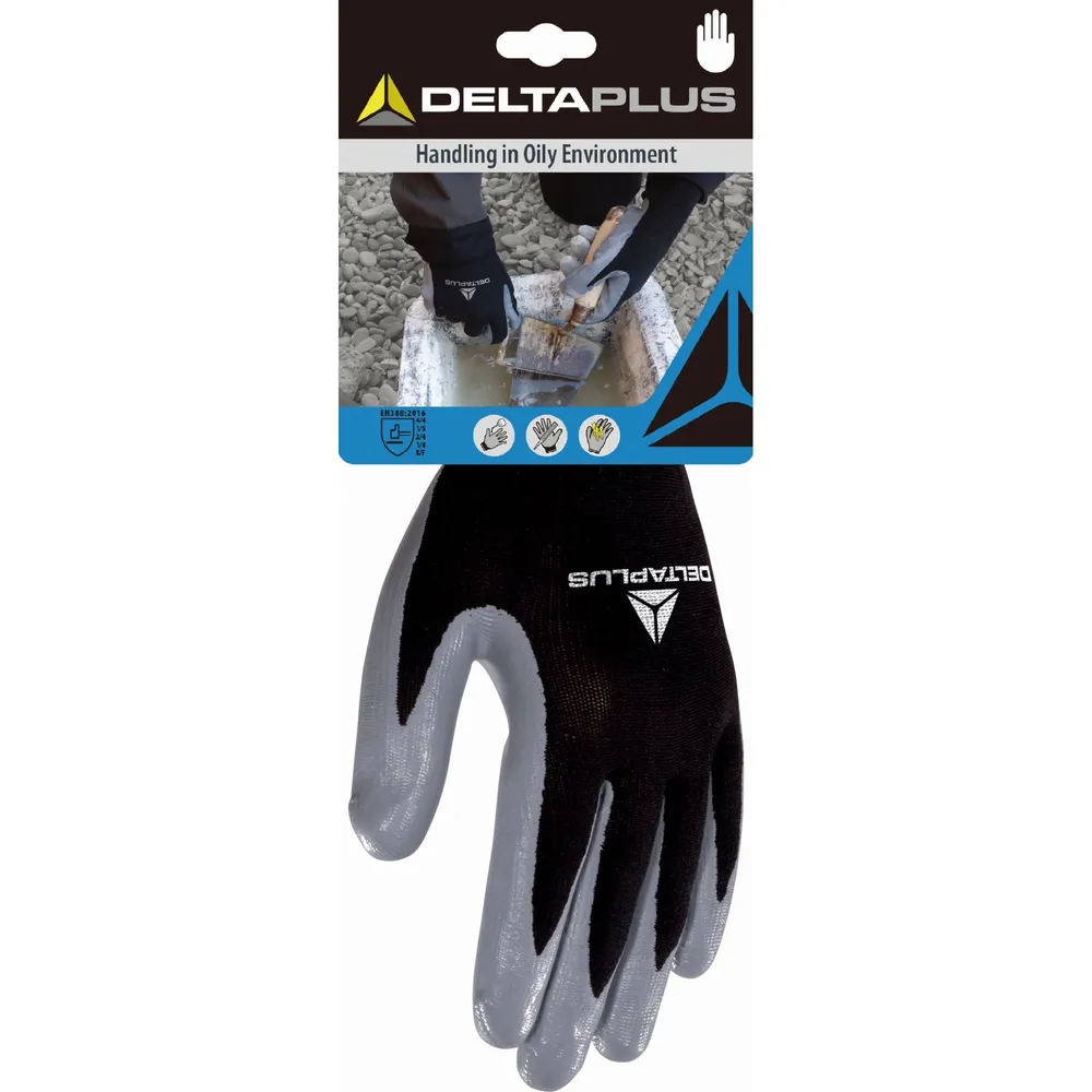 Manusi gradinarit, Delta Plus, nitril, interior nitril cu poliester, marime 9 (L)