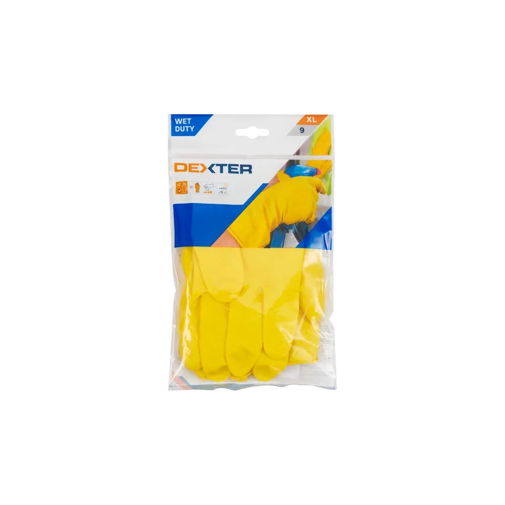 Manusi menaj Dexter, latex, marimea 9 (L), galben