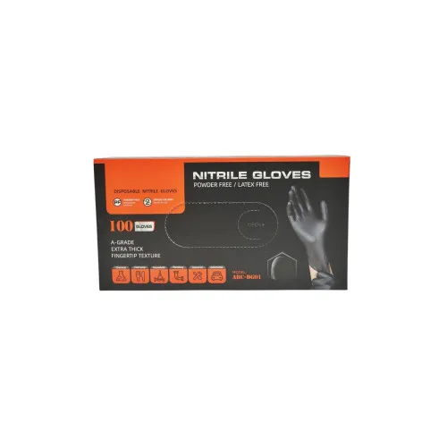 Manusi nitril negre nepudrate cu textura aderenta pe degete marimea S 100 buc — imaginea 4