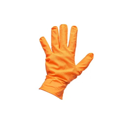 Manusi nitril portocalii nepudrate diamond grip marimea S 100 bucati — imaginea 2