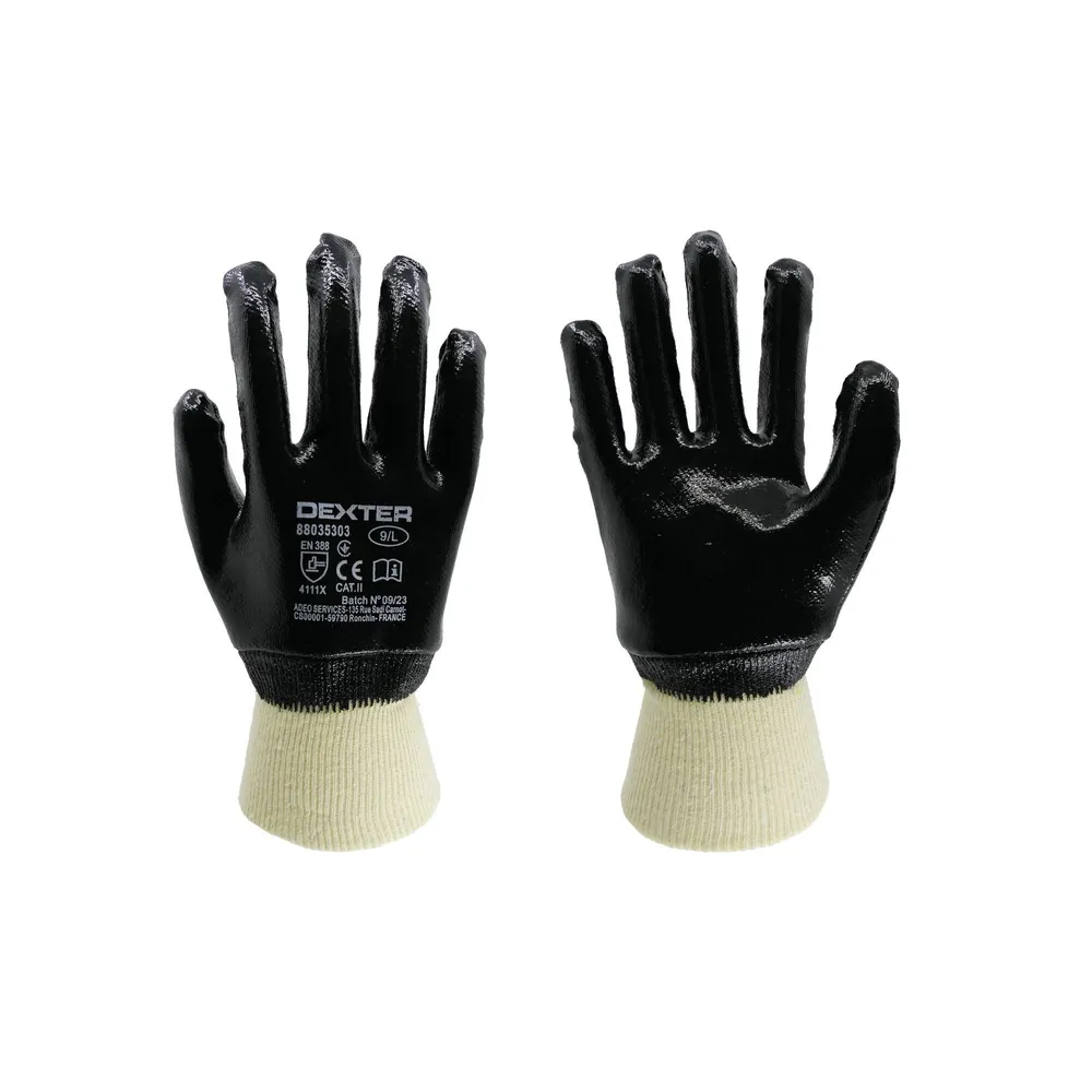 Manusi protectie, impermeabile, imersate in nitril, marimea 9 (L), negru/crem