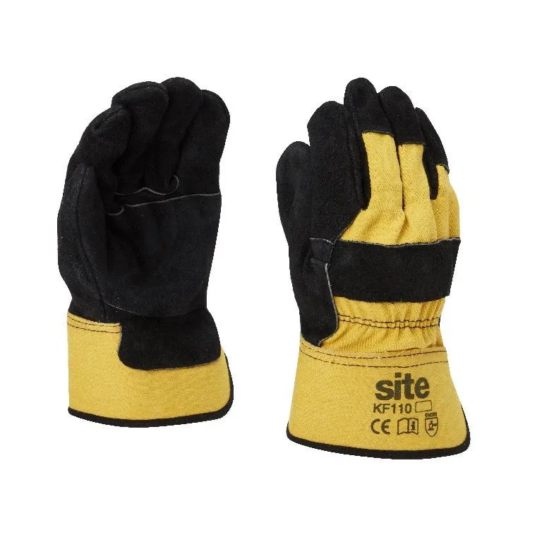 Manusi protectie Site Rigger KF110, piele, negru-galben, marime XL
