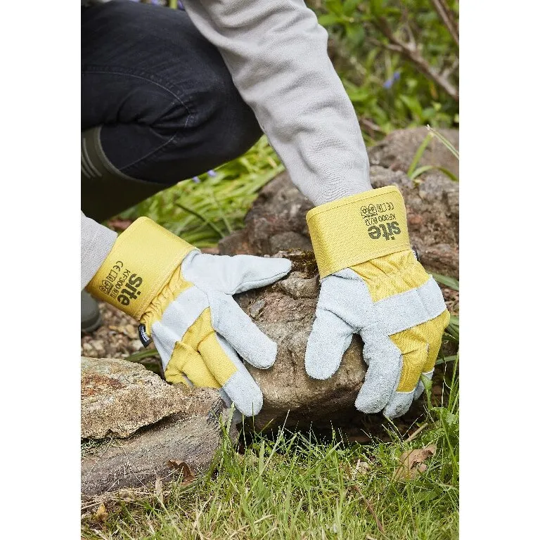 Manusi protectie Site Rigger KF300, piele cu captuseala antitermica, gri-galben, marime L