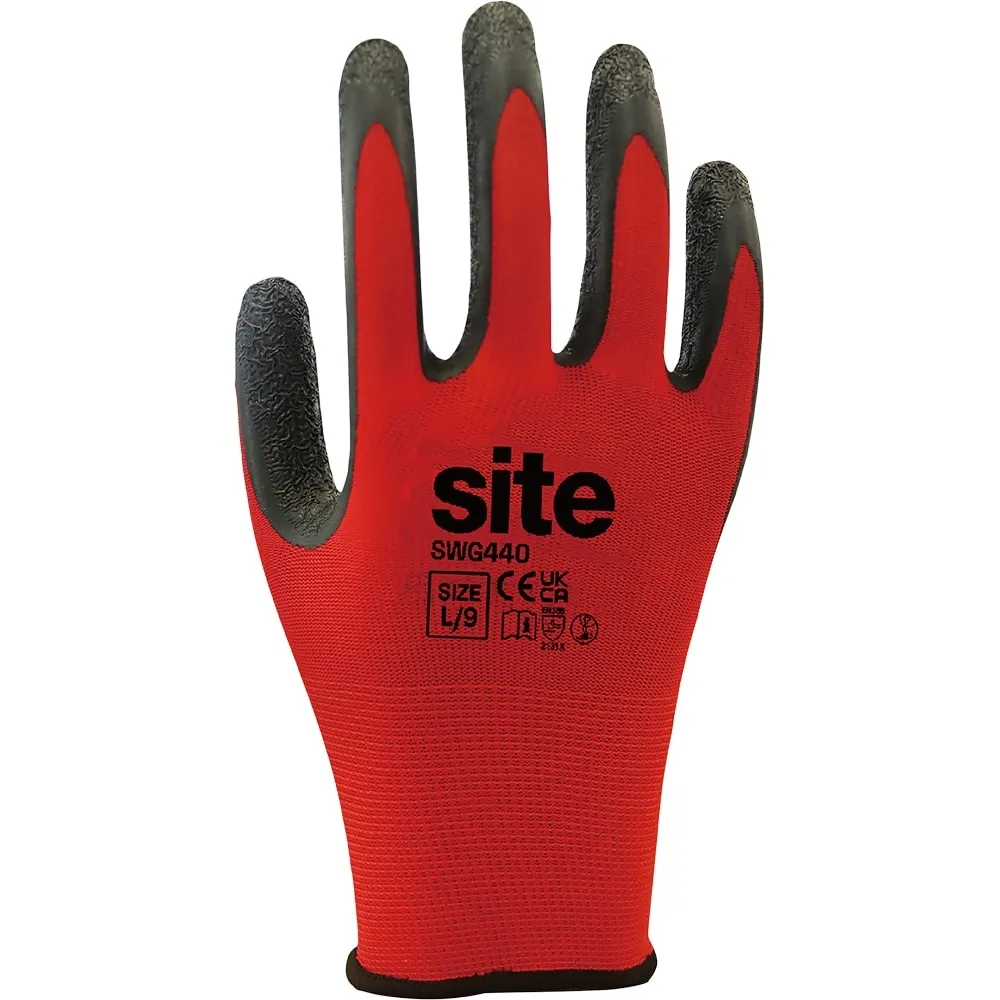 Manusi protectie SITE SWG440-L, latex, rosu-negru, marime L