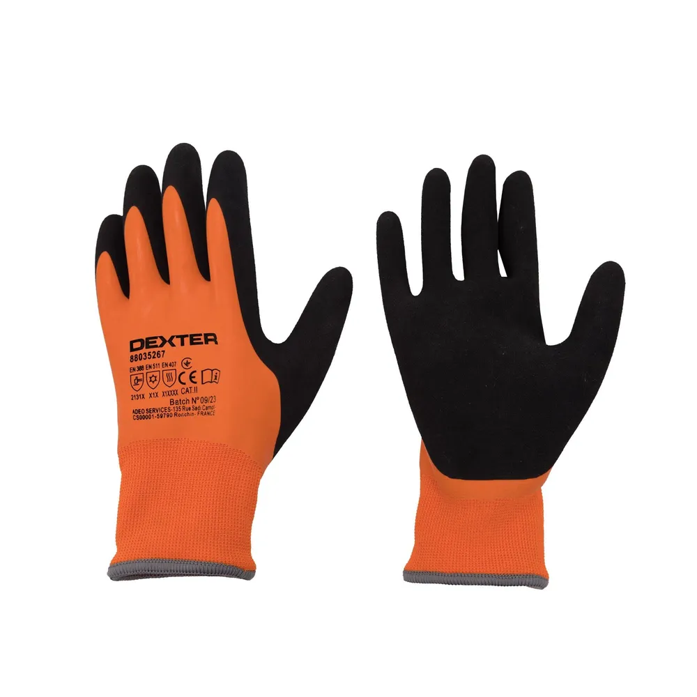 Manusi protectie termica, tactile, Dexter, acryl+latex, marimea 10 (XL), portocaliu/negru