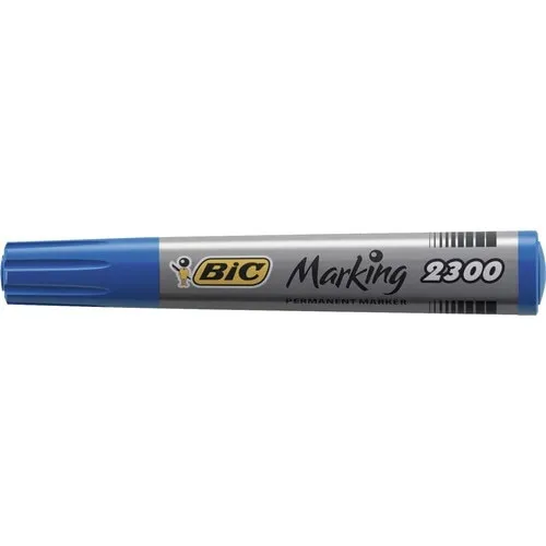 Marker permanent Bic 2300 albastru, varf de scriere in forma tesita