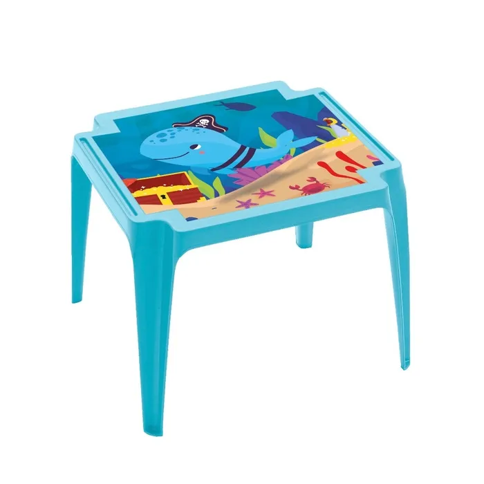 Masa copii Ocean, pentru gradina, plastic, albastru, 55 x 55 cm
