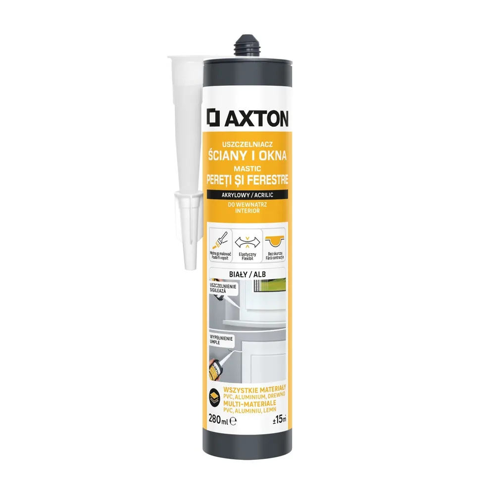 Mastic acrilic Axton, pentru pereti si ferestre, alb, 280 ml