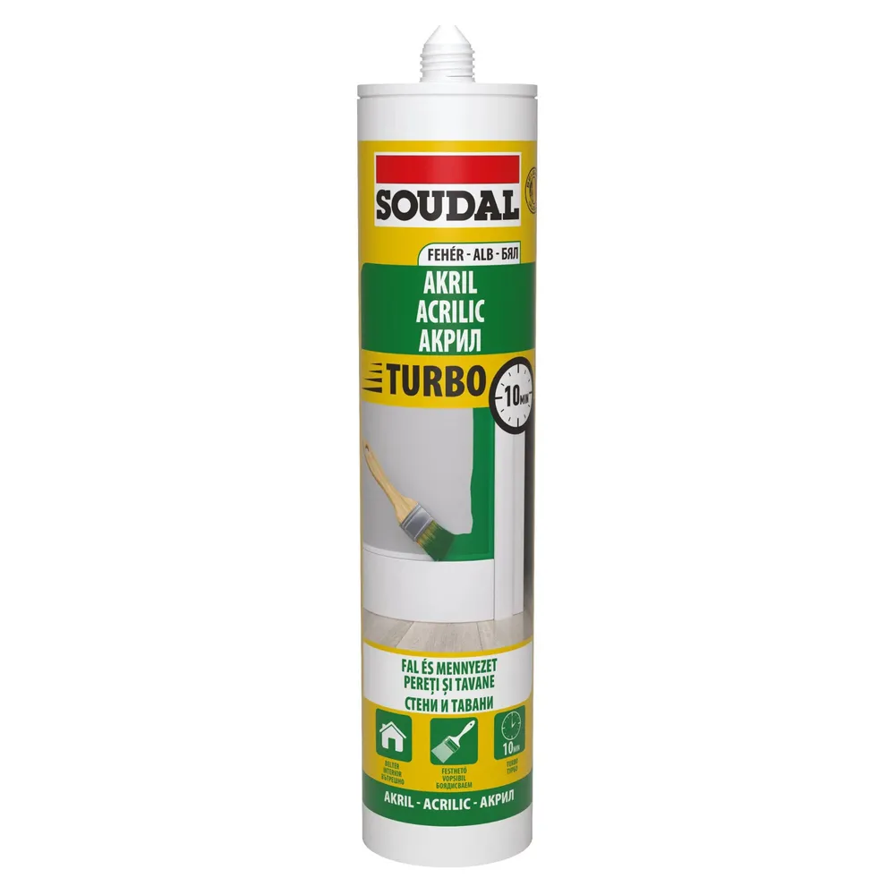 Mastic acrilic pereti si tavane, Soudal Turbo, alb, 280 ml