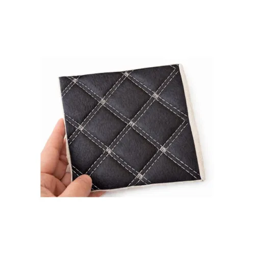 Material imitatie piele matlasata model romb negru cusatura gri tapiterie auto 1.5 x 1 m
