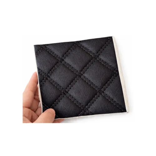 Material imitatie piele matlasata model romb negru cusatura neagra tapiterie auto 1.5 x 1 m