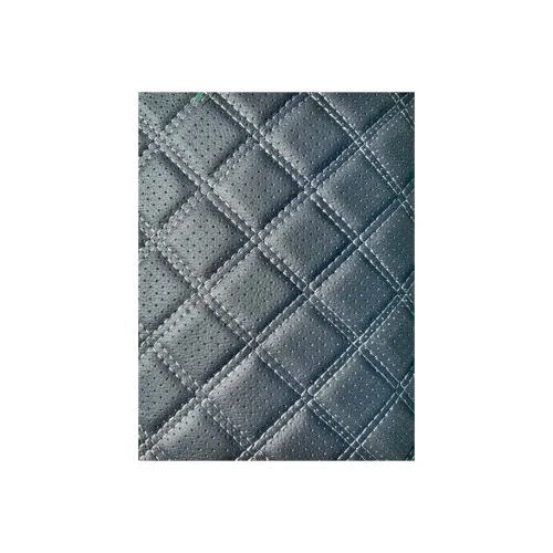 Material imitatie piele tapiterie romb cu gaurele negru/cusatura gri