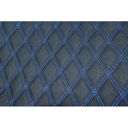 Material special pentru COVORASE auto romb negru/cusatura albastra.