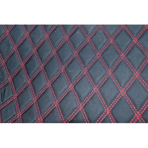 Material special pentru covorase auto romb negru / cusatura rosie.