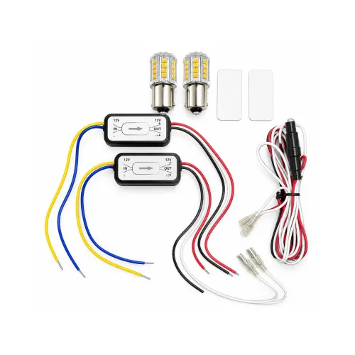 Modul America cu becuri LED P21W BA15S 78 SMD 4014 pozitie alba si semnalizare galbena 12V set 2 bucati — imaginea 2