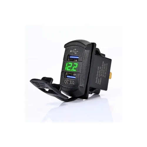 Mufa bord incarcator USB QC3.0 cu voltmetru 12-24V — imaginea 2