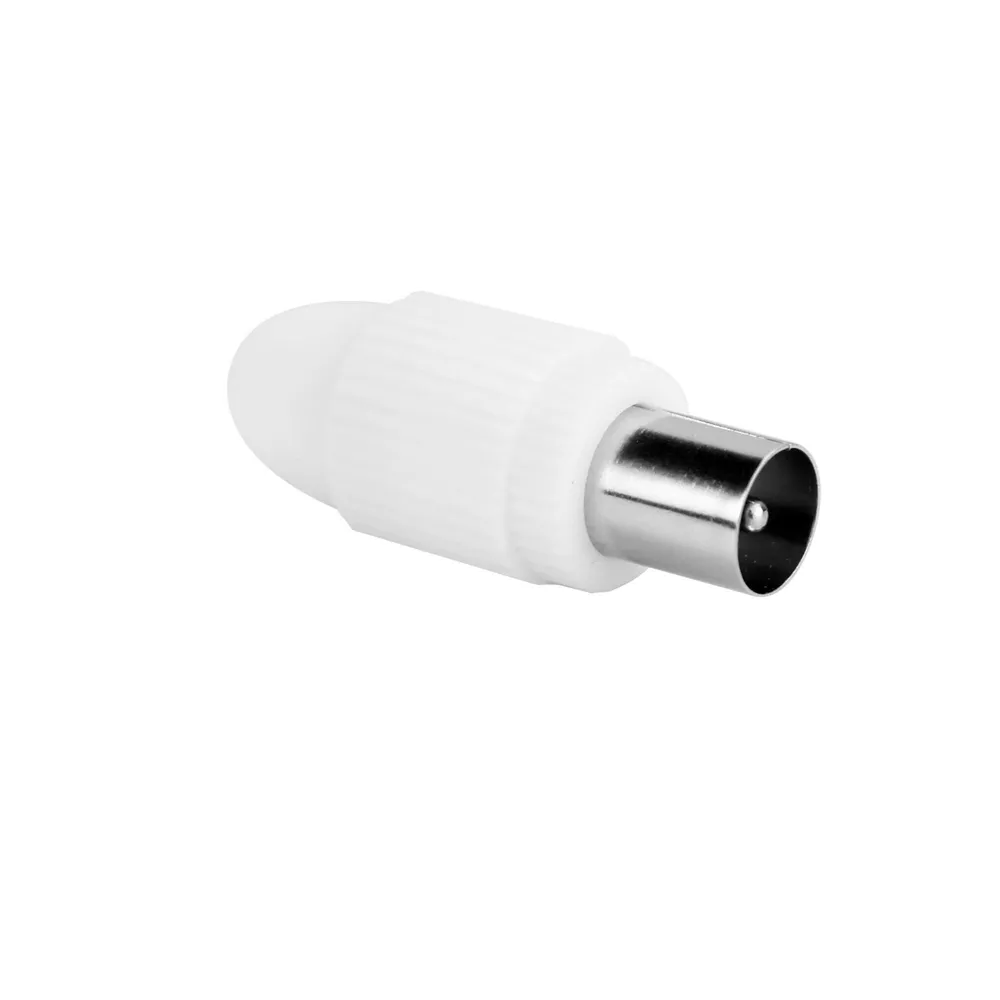 Mufa pentru cablu TV Lexman, coaxial, 9.52 mm, tata, plastic, alba