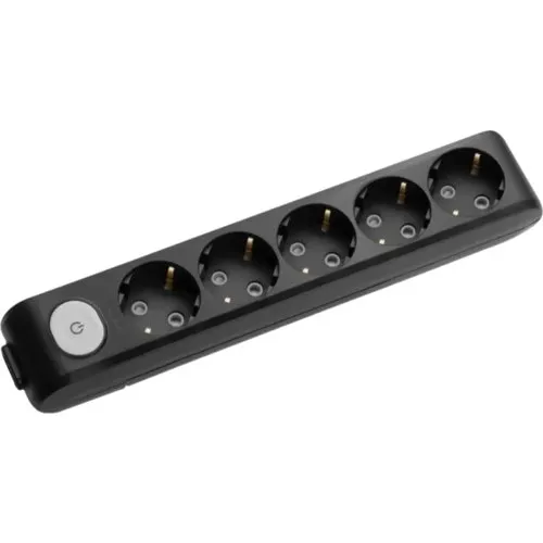 Multipriza electrica, 5 prize, negru, cu intrerupator