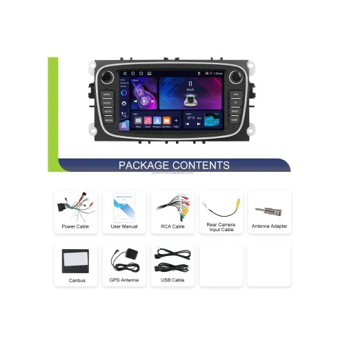 Navigatie Android 7 inch 4GB+64GB CarPlay Android Auto GPS WiFi FM RDS compatibila Ford — imaginea 4