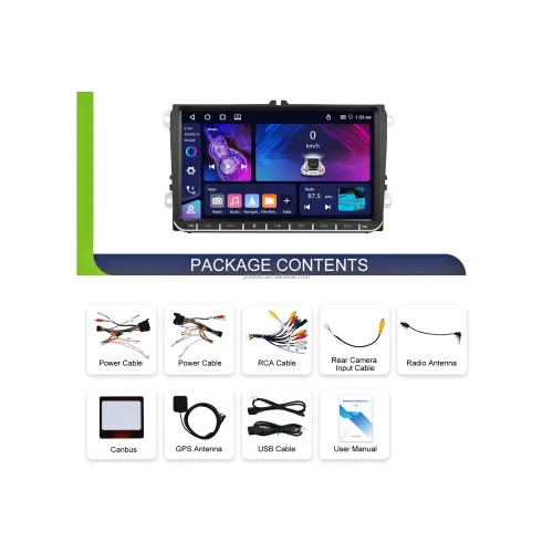 Navigatie Android 9 inch 4GB+64GB CarPlay Android Auto GPS WIFI FM RDS compatibila Volkswagen — imaginea 2