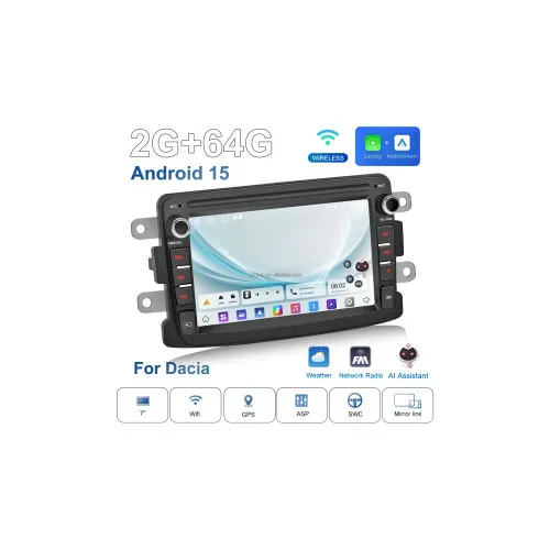 Navigatie Android ecran 7 inch 2GB+64GB CarPlay Android Auto GPS WIFI FM RDS compatibila Dacia — imaginea 2