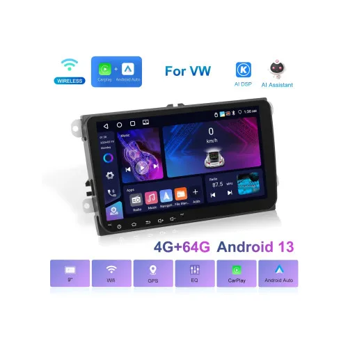 Navigatie Android ecran 9 inch 4GB 64GB compatibila Volkswagen CarPlay Android Auto GPS WIFI FM RDS — imaginea 2