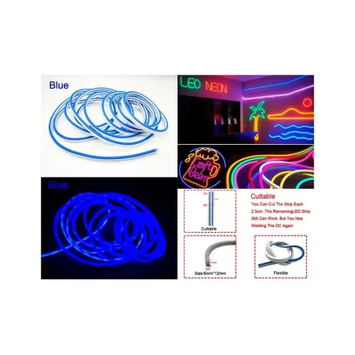 Neon decor auto flexibil 5 metri 12V rosu sau albastru iluminare ambientala