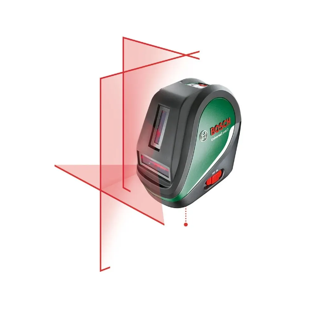 Nivela cu laser, cu linii in cruce, lumina rosie, Bosch UniversalLevel 3, cu autonivelare, 10 m, cu stativ