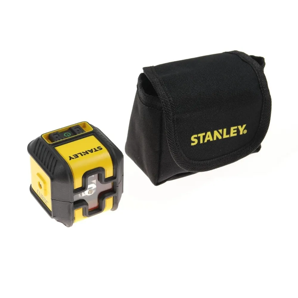 Nivela cu laser, cu linii in cruce, lumina verde, Stanley Cubix, cu autonivelare, 16 m, cu stativ
