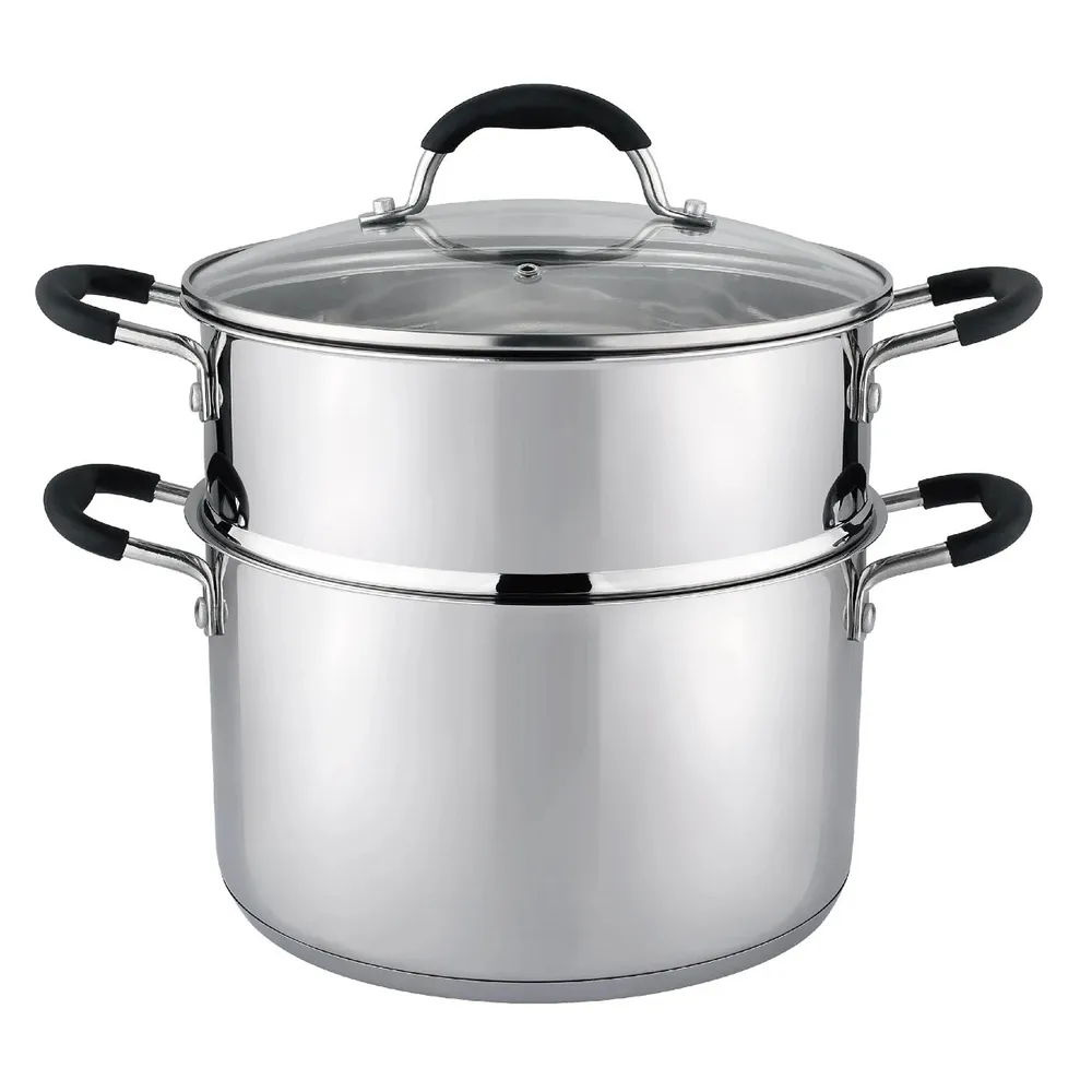 Oala gatire la aburi CW-S-2411, cu capac, inox, 5.8 l, 24 cm, argintiu