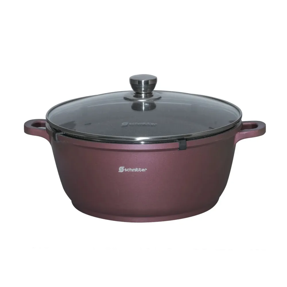 Oala Schmitter, cu capac, aluminiu turnat, interior ceramic, maro, 2.5 L, 20 cm