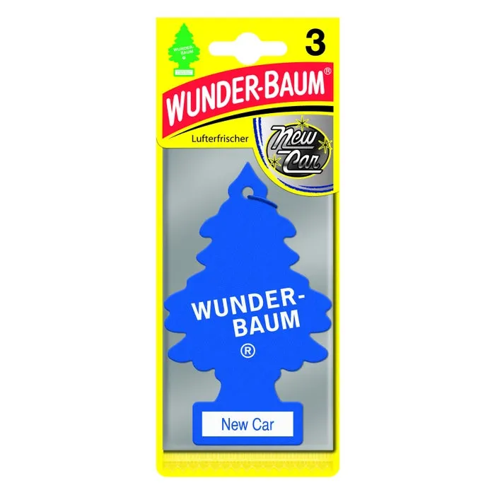 Odorizant auto, bradut, Wunder-Baum, New Car, pachet promo 2+1, 7.6 x 0.8 x 19 cm