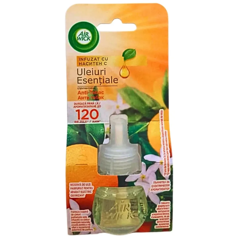 Odorizant camera Air Wick, rezerva pentru aparat electric, anti tabac, 19 ml
