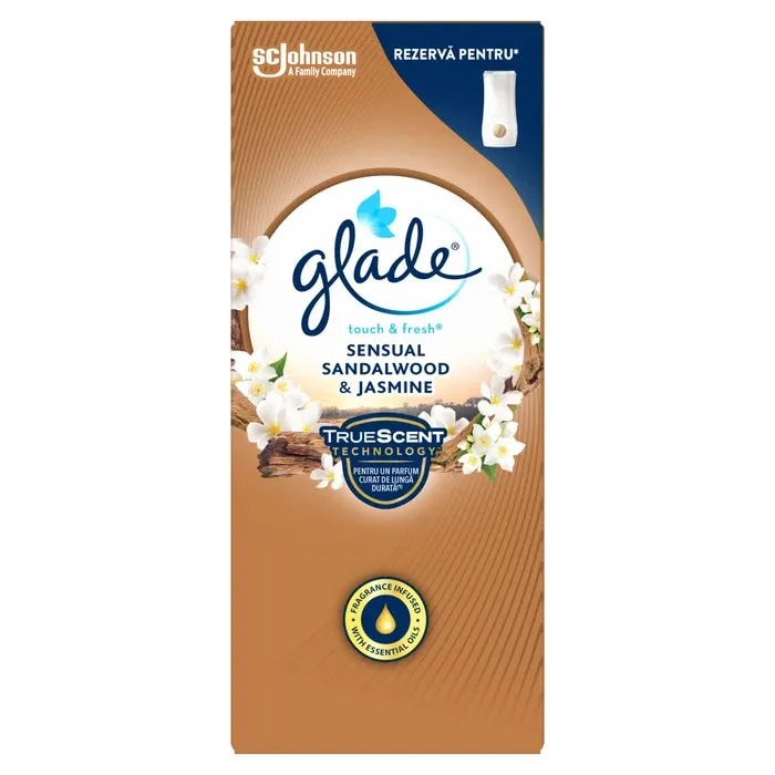 Odorizant camera Glade Touch & Fresh, rezerva, Sensual Sandalwood & Jasmine, 10 ml
