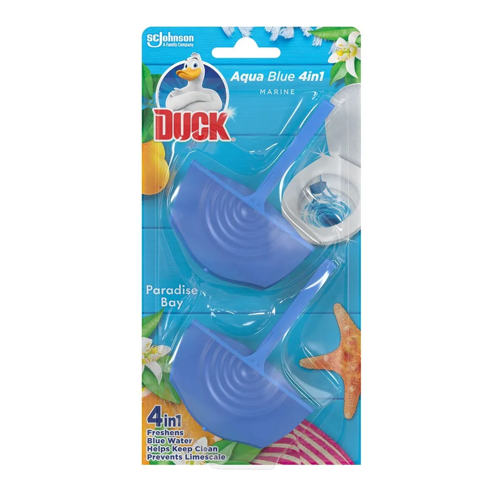 Odorizant wc baie Duck Aqua Blue 4in1 Paradise Bay, marin, 2 x 36 g