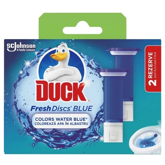 Odorizant wc baie Duck Fresh Discs Blue, marin, 2 rezerve, 72 ml