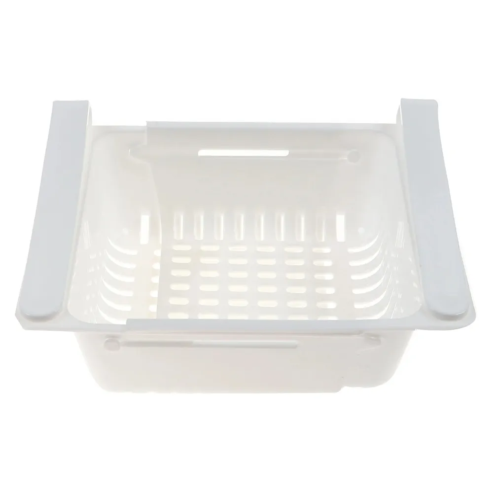 Organizator pentru frigider, extensibil, plastic, alb, 28 x 15.5 x 6 cm