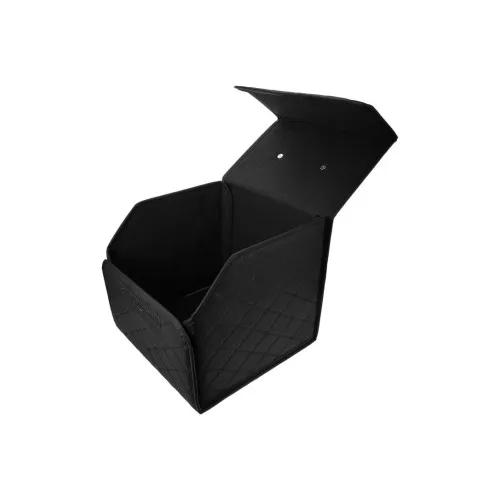 Organizator portbagaj auto Premium din piele ecologica negru cu cusatura neagra 40x30x30 cm — imaginea 3
