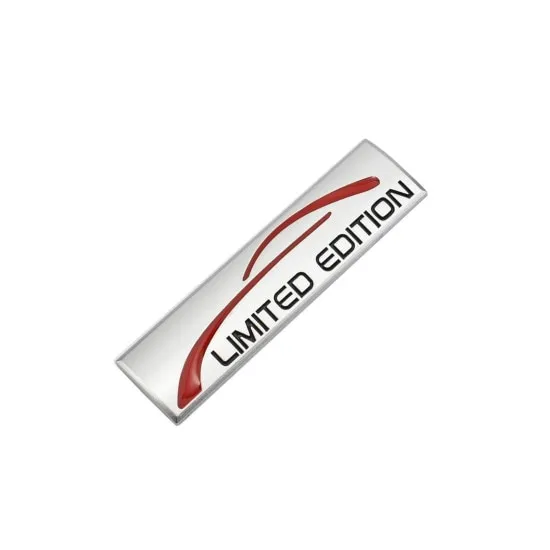 Ornament auto cromat "Limited Edition", rosu, 9x2.4cm, set 1 bucata