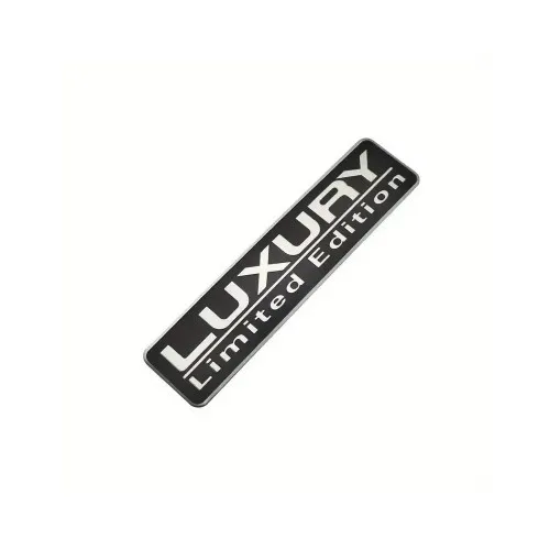 Ornament metalic auto Luxury crom cu negru 7.5x1.5 cm — imaginea 2